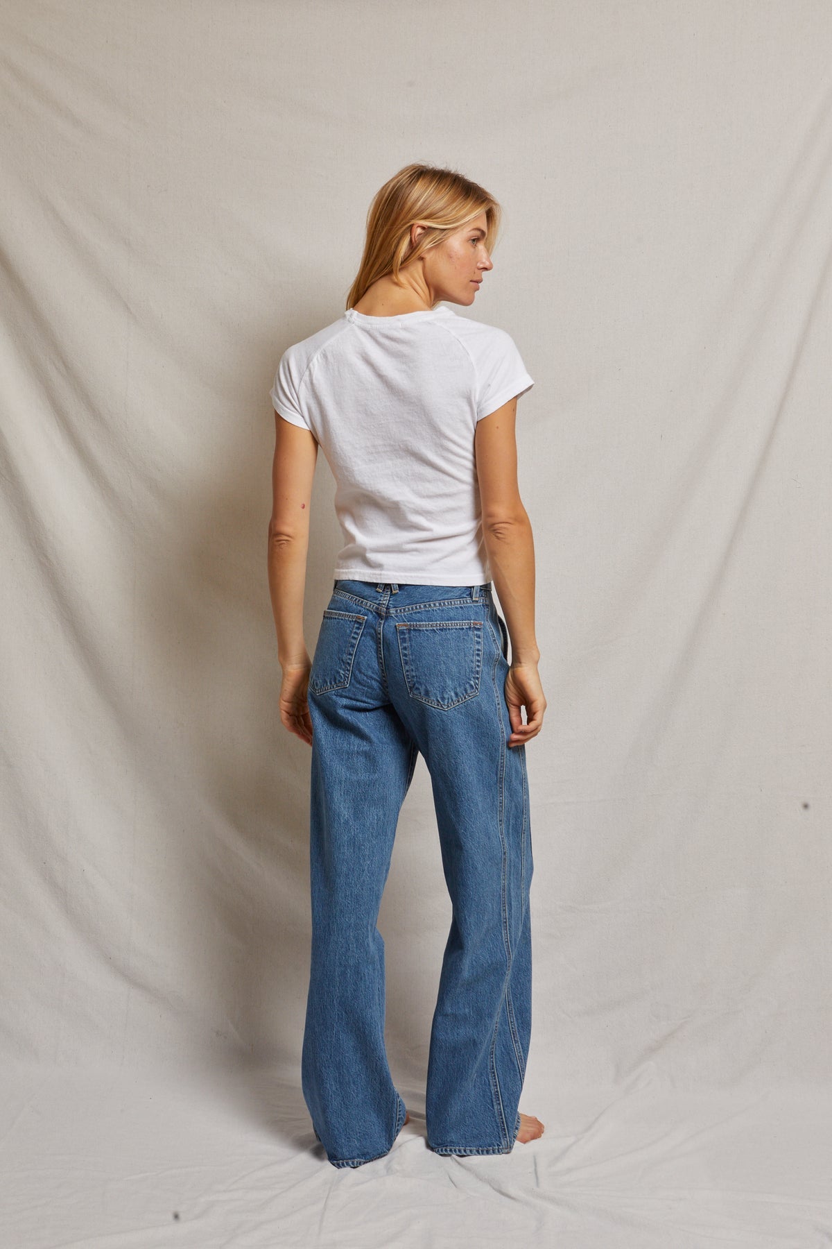 PerfectWhiteTee - April Recycled Cotton Raglan Crew Tee - White