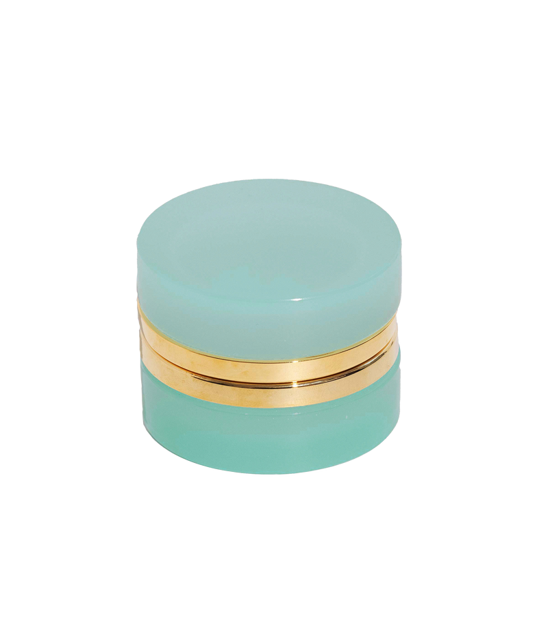 Small Round Aqua Opaline Glass Box