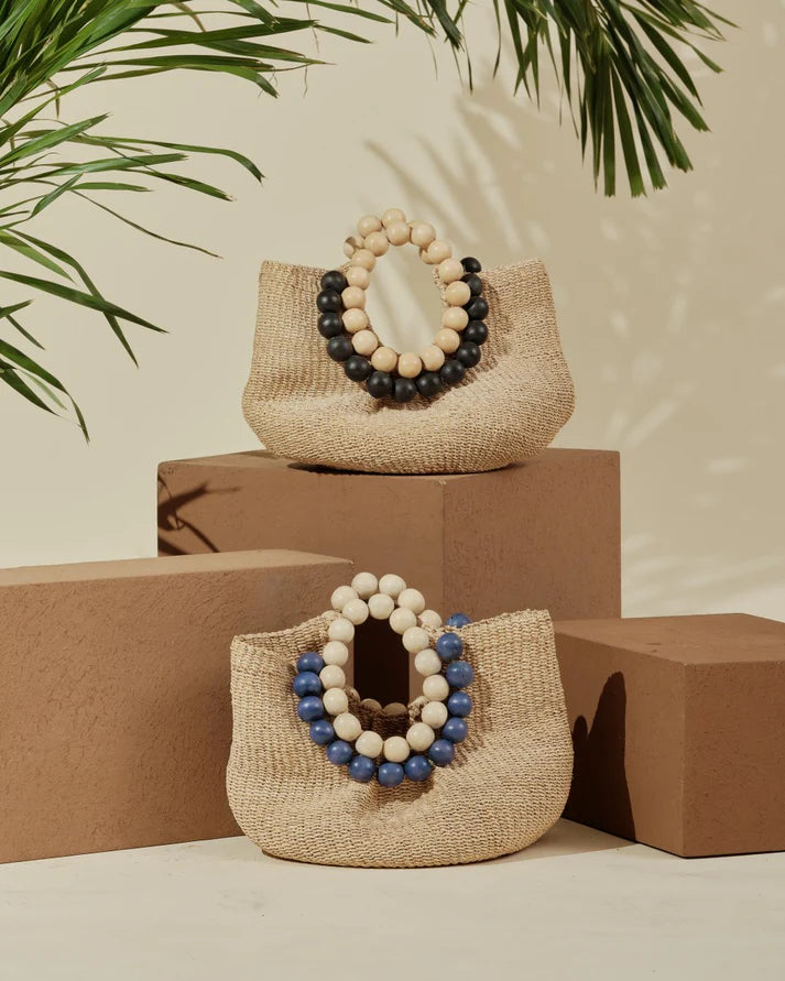 Aranaz - Cueba Beads Handbag - B&W