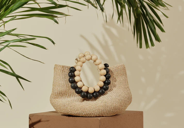 Aranaz - Cueba Beads Handbag - B&W