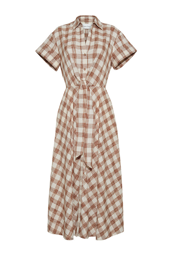 Cara Cara - Asbury Midi Dress - Sketched Plaid Brown