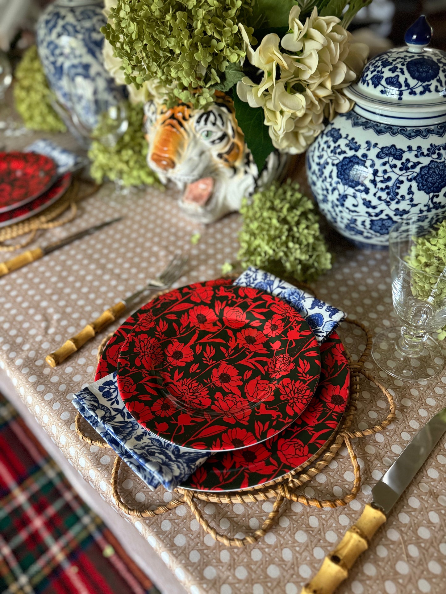 8” Melamine Salad / Dessert Plate, ITALIAN PEONY, Set of 6