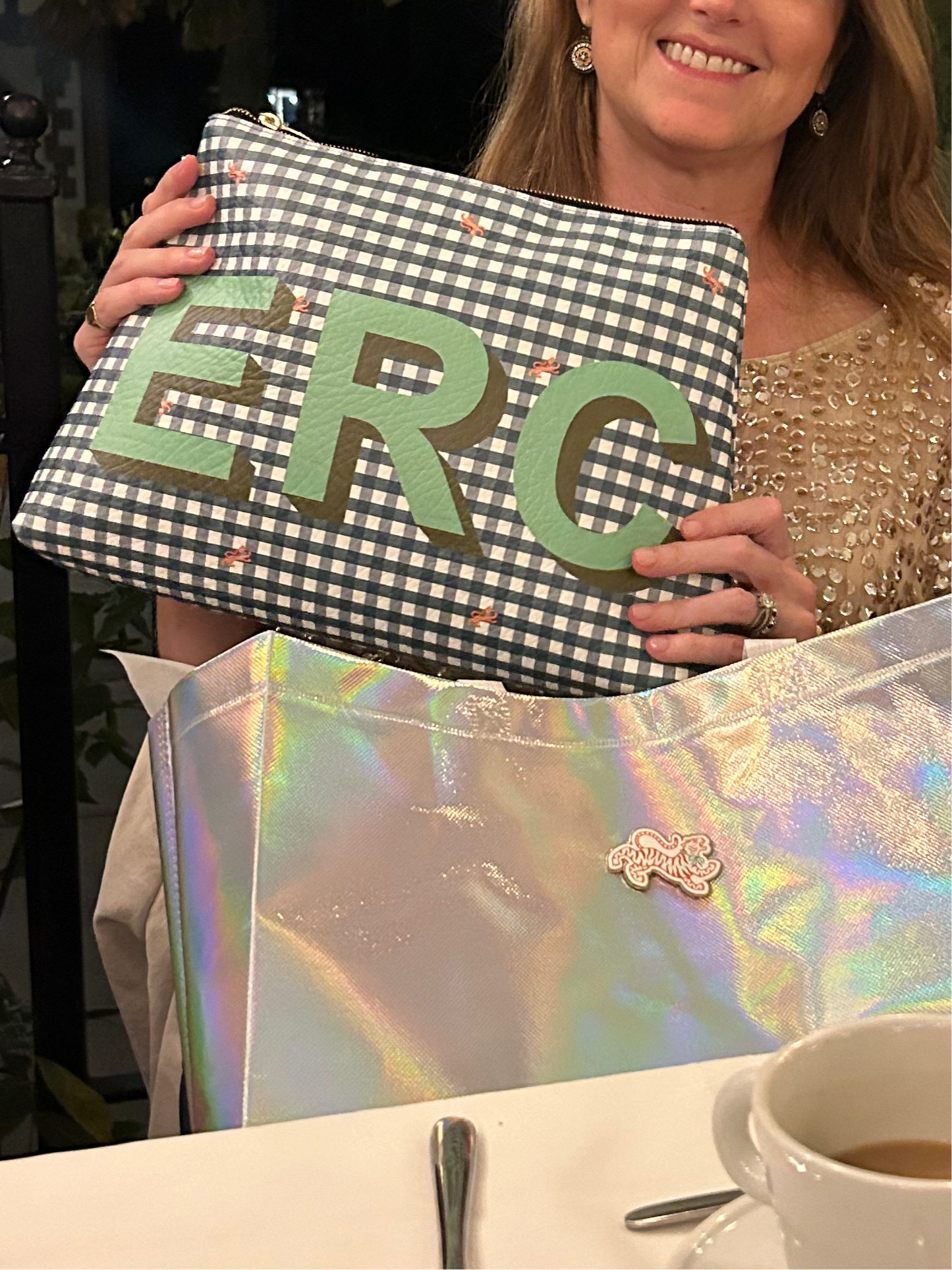 Roomy Leather Mahjong Tile Bag, CHINOISERIE BLEU