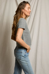 PerfectWhiteTee - Beckett Crispy Cotton V/U Neck Tee - Heather Grey