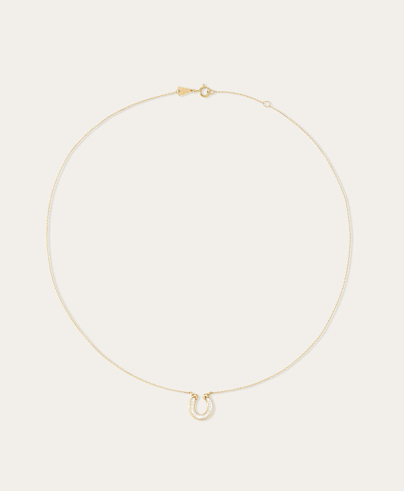 Adina Reyter - Diamond Baguette Horseshoe Necklace in 14K Yellow Gold