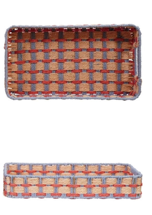 Decorative Woven Paper Rope Tray with Handles