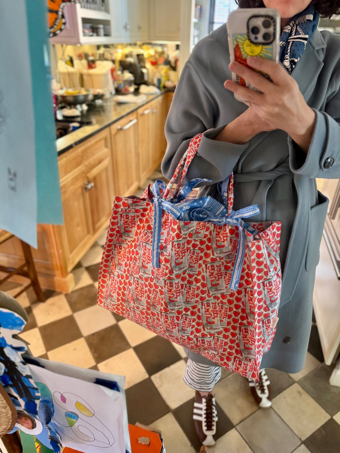 Jumbo Slouchy Denim Tote, Love Language