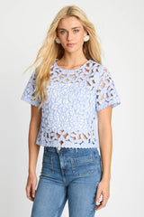 Caballero - Carmen Top - Blue/White Seersucker