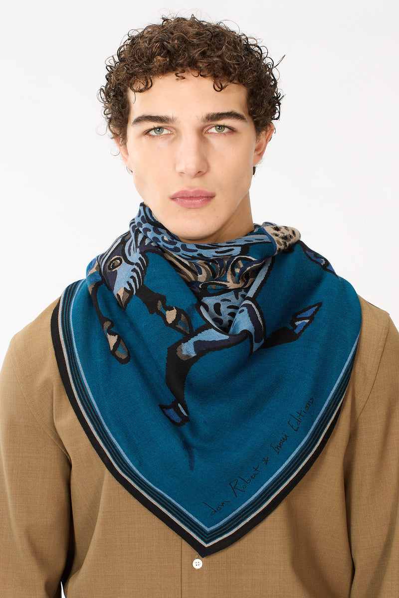 Western Wool Square in blue, detail 4