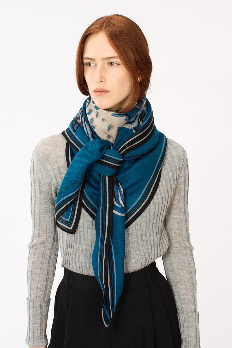 Western Wool Square in blue, detail 3