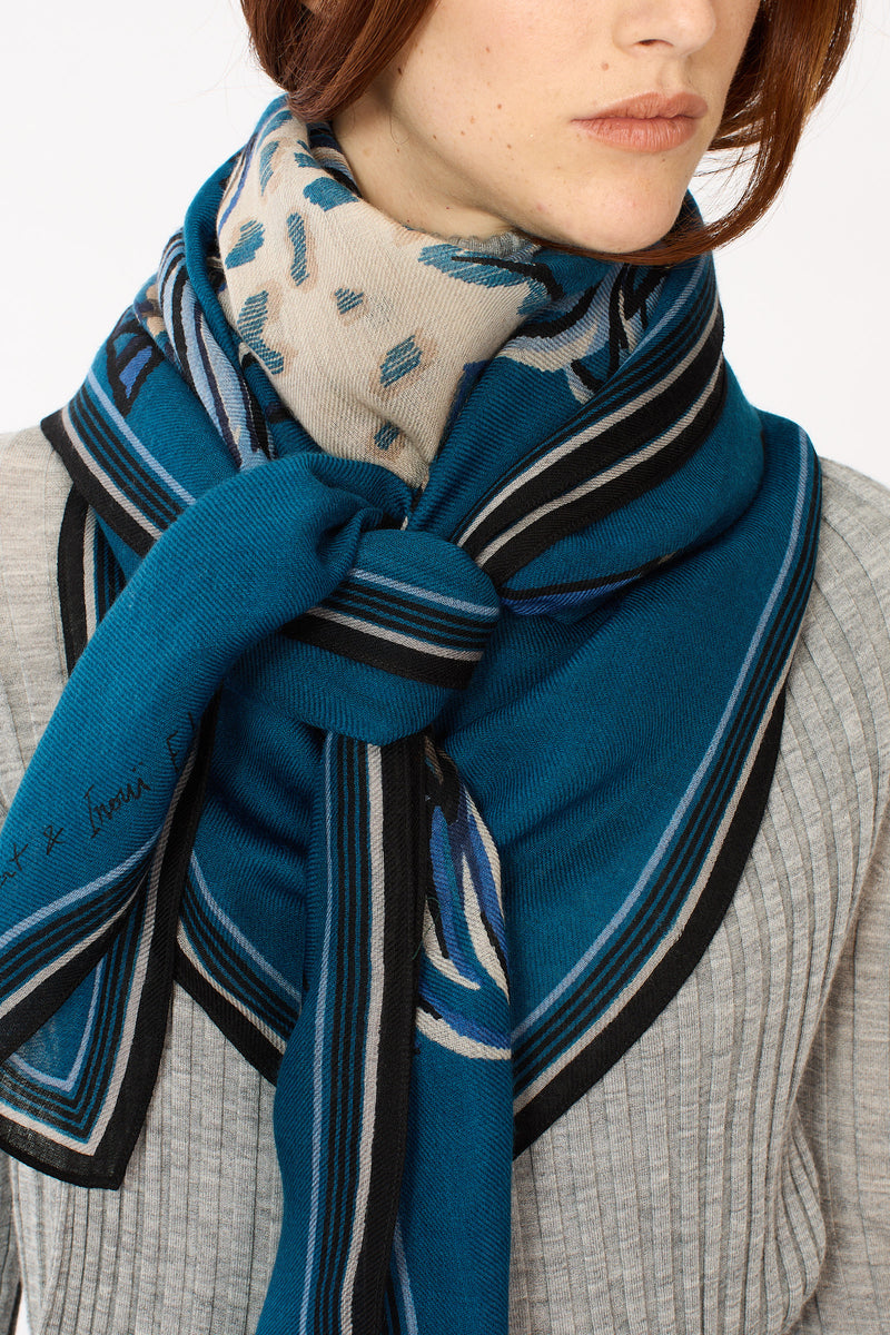 Western Wool Square in blue, detail 7