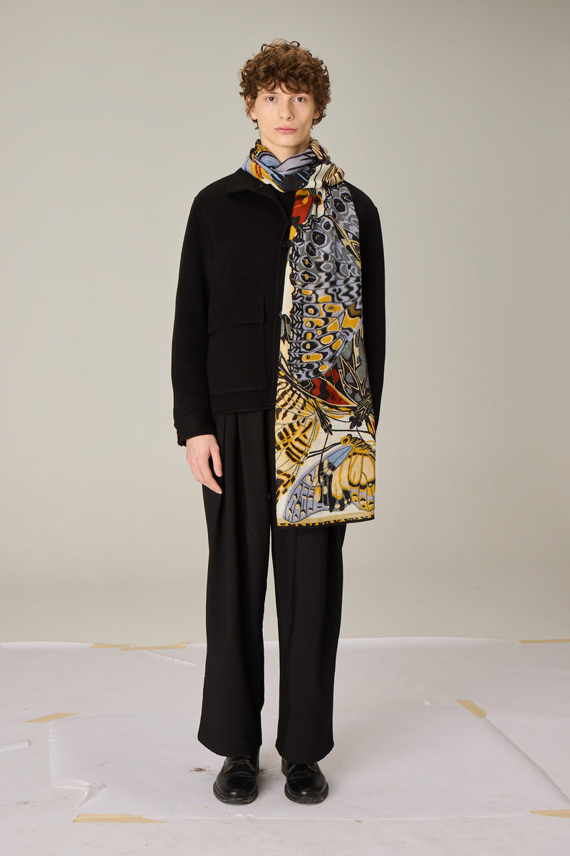 Papillons Wool Scarf in white, detail 7
