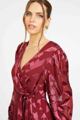 Caballero - London Gown - Cabernet Silk Geo Burnout