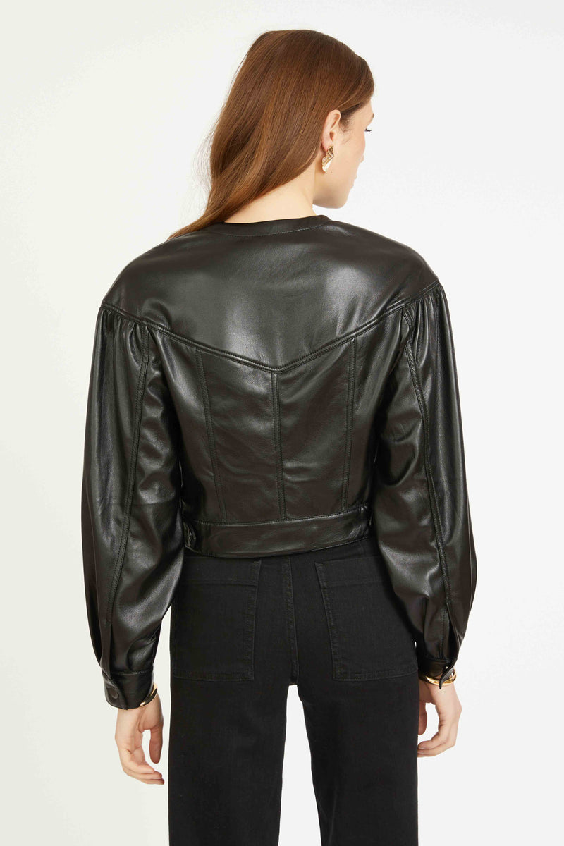 Sabrina Jacket in Black Vegan Leather
