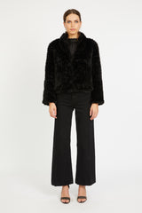 Ivanna Jacket in Black Faux Fur