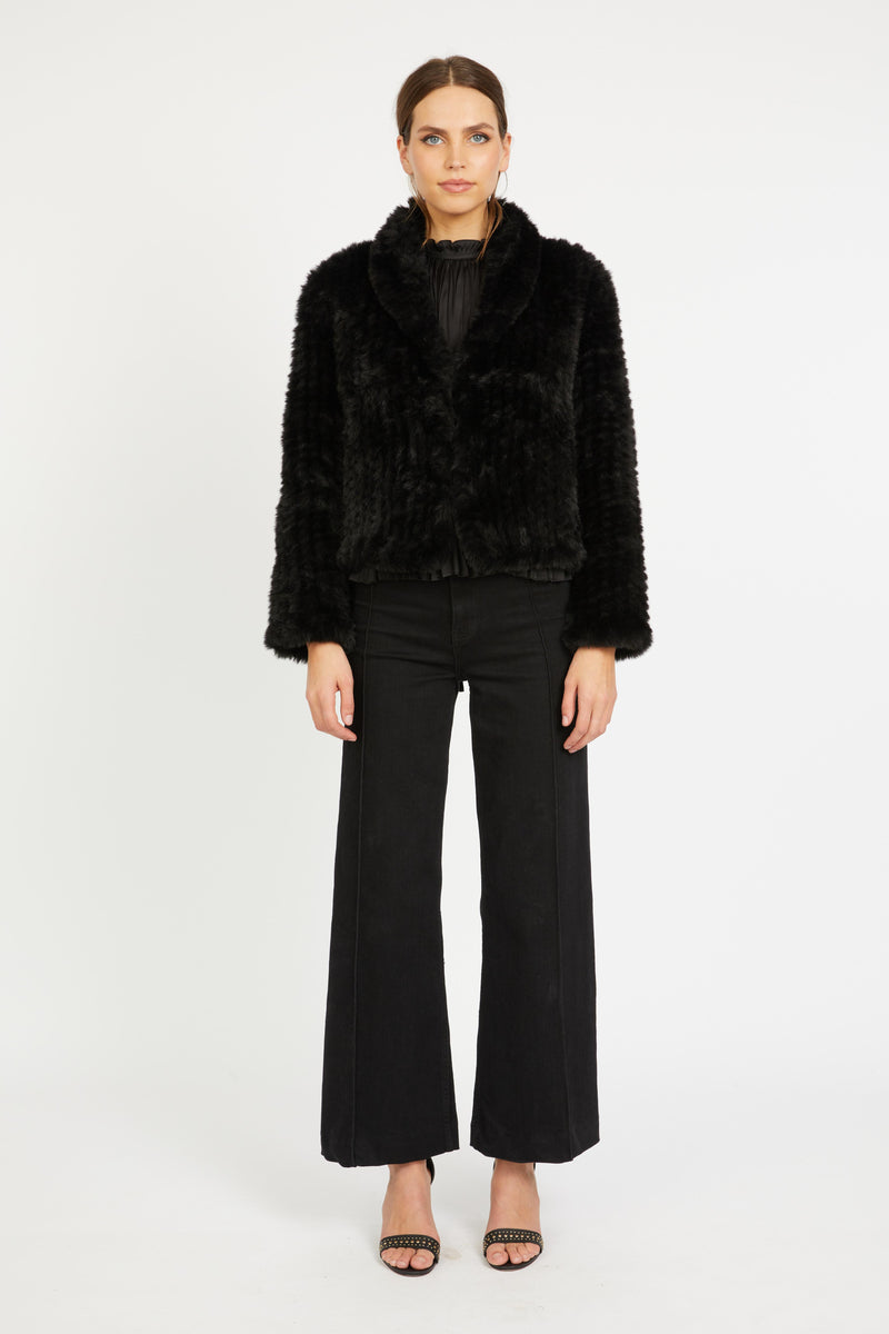 Ivanna Jacket in Black Faux Fur