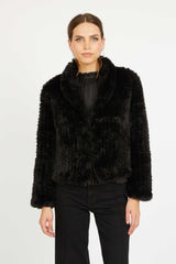 Ivanna Jacket in Black Faux Fur