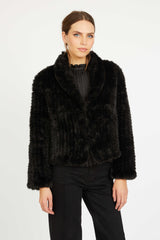 Ivanna Jacket in Black Faux Fur