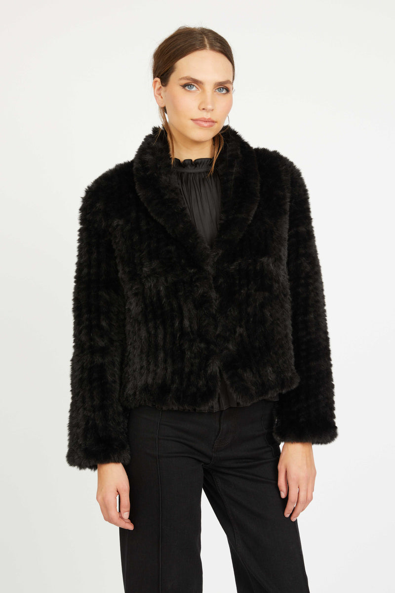 Ivanna Jacket in Black Faux Fur