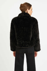 Ivanna Jacket in Black Faux Fur