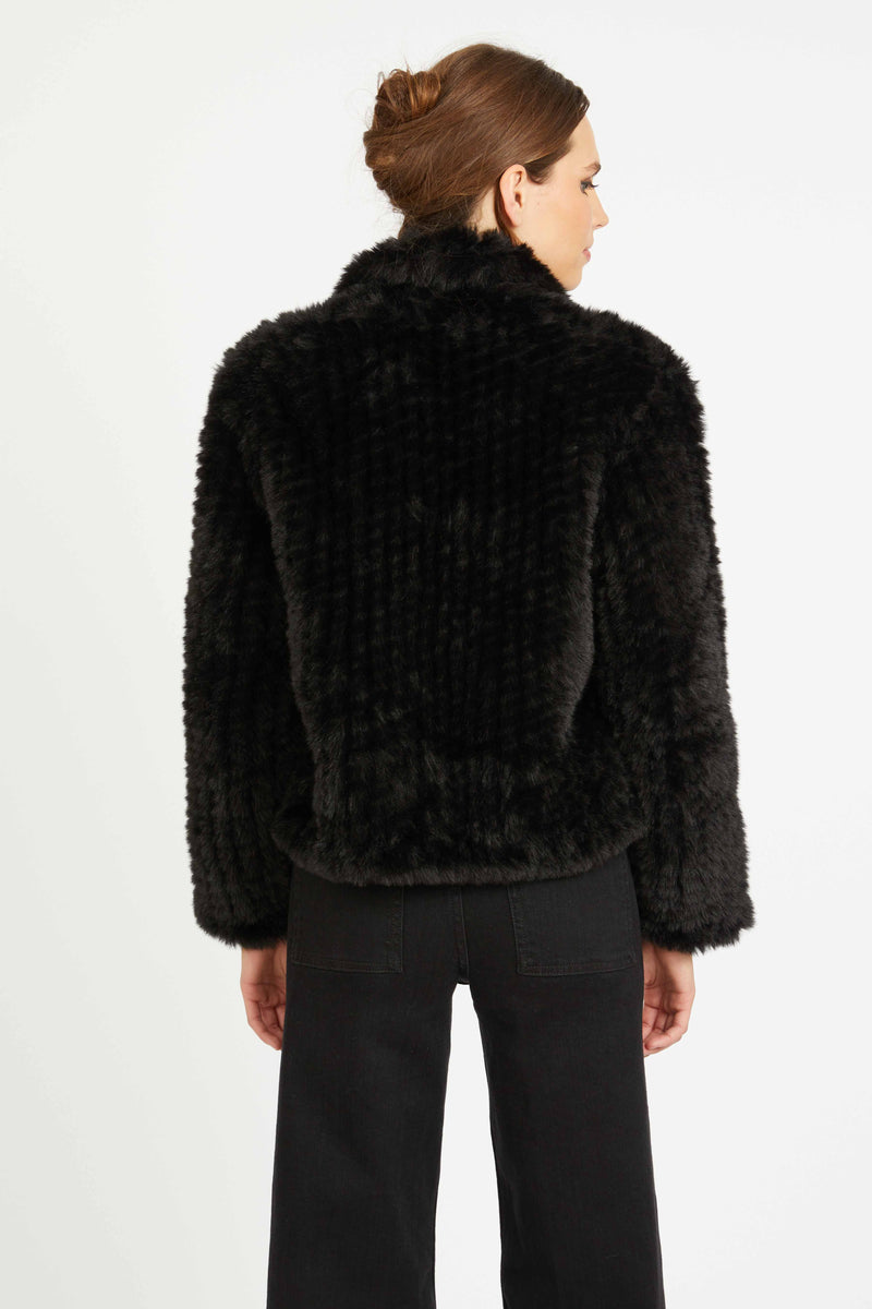 Ivanna Jacket in Black Faux Fur