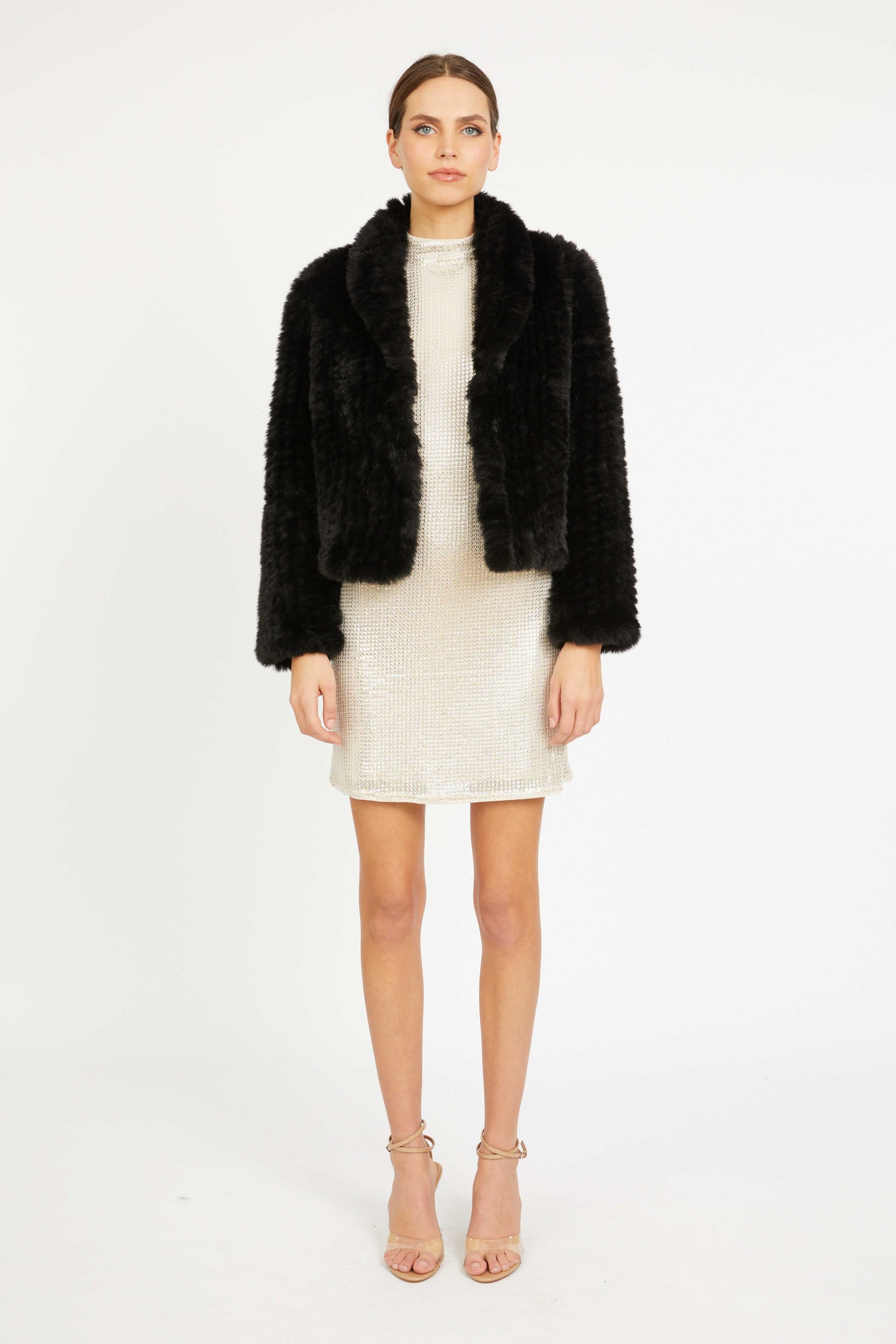Ivanna Jacket in Black Faux Fur