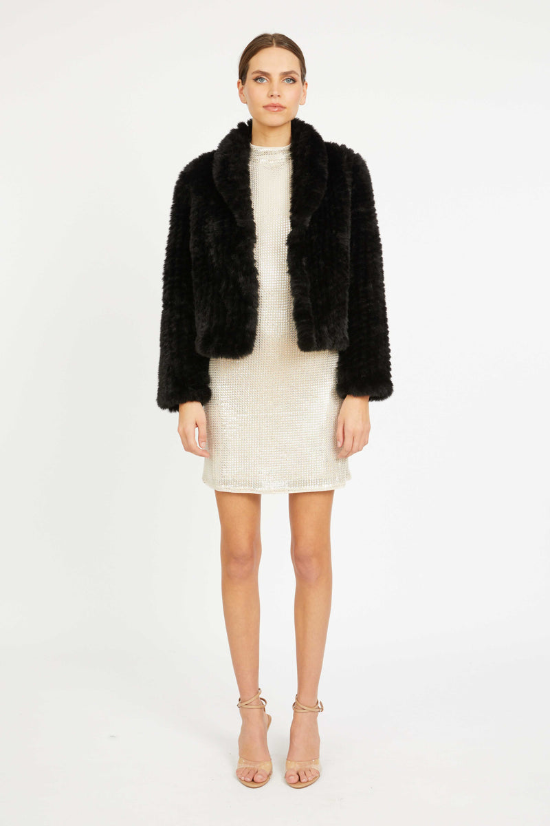 Ivanna Jacket in Black Faux Fur