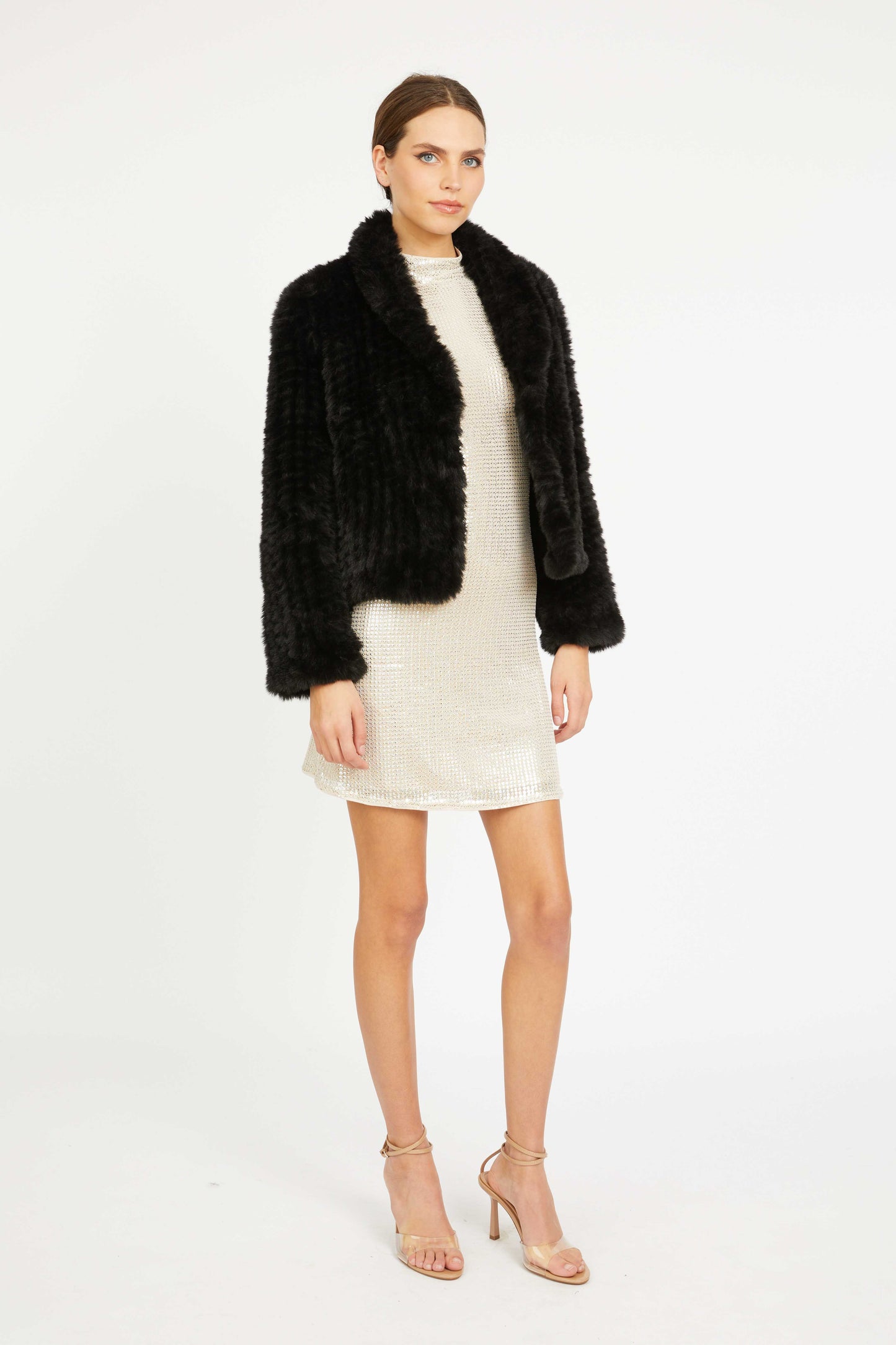 Ivanna Jacket in Black Faux Fur