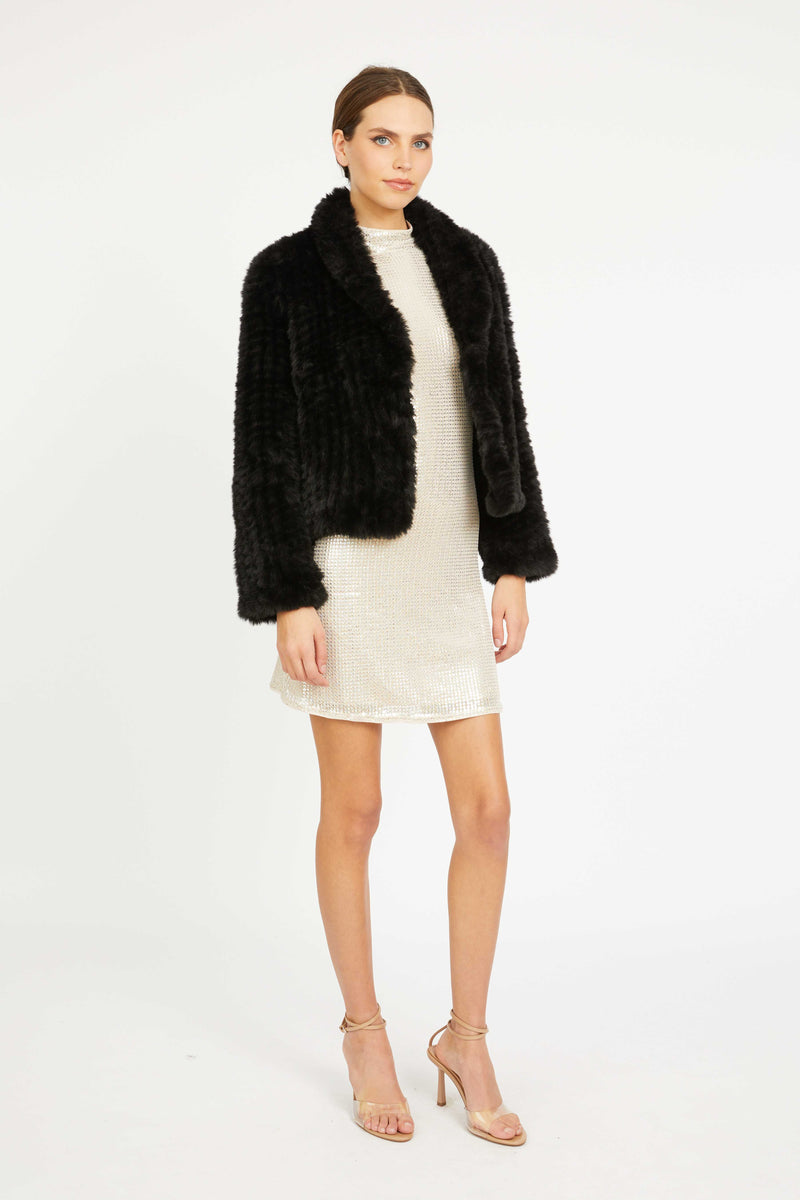 Ivanna Jacket in Black Faux Fur
