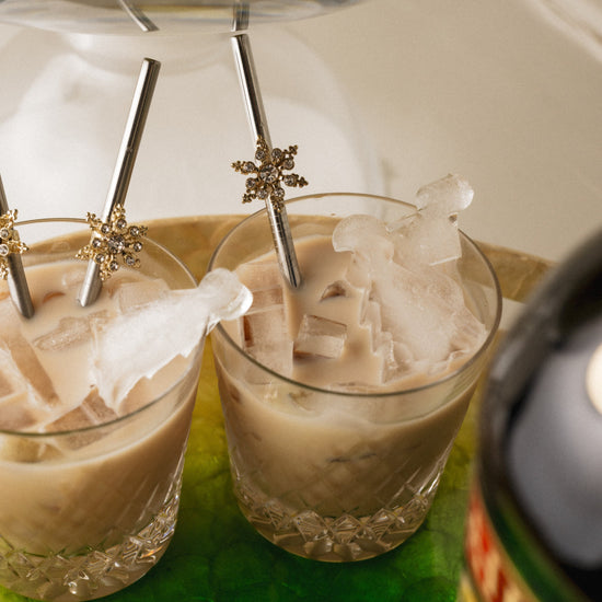 Snowflake metal cocktail straws