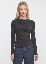 Enza Costa - Cashmere Draped L/S Crew - Charcoal