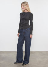 Enza Costa - Cashmere Draped L/S Crew - Charcoal