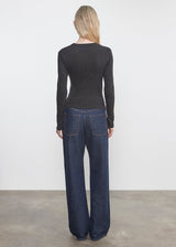 Enza Costa - Cashmere Draped L/S Crew - Charcoal
