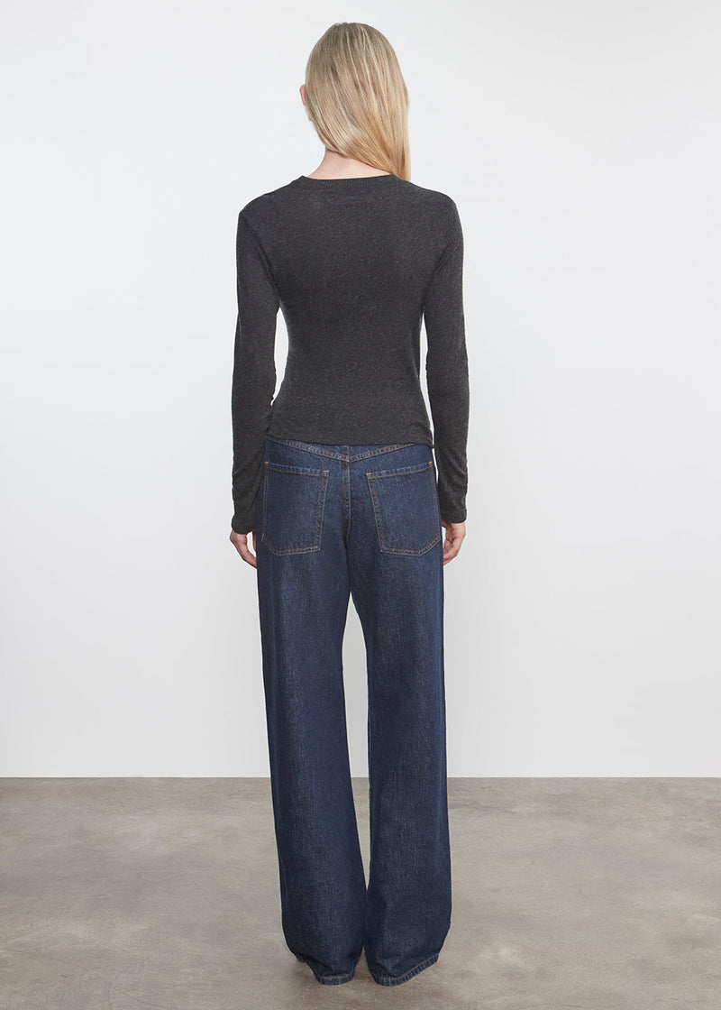 Enza Costa - Cashmere Draped L/S Crew - Charcoal