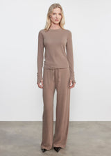 Enza Costa - Cashmere Jersey Easy Drawcord Pant - Walnut