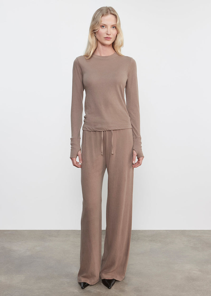 Enza Costa - Cashmere Jersey Easy Drawcord Pant - Walnut
