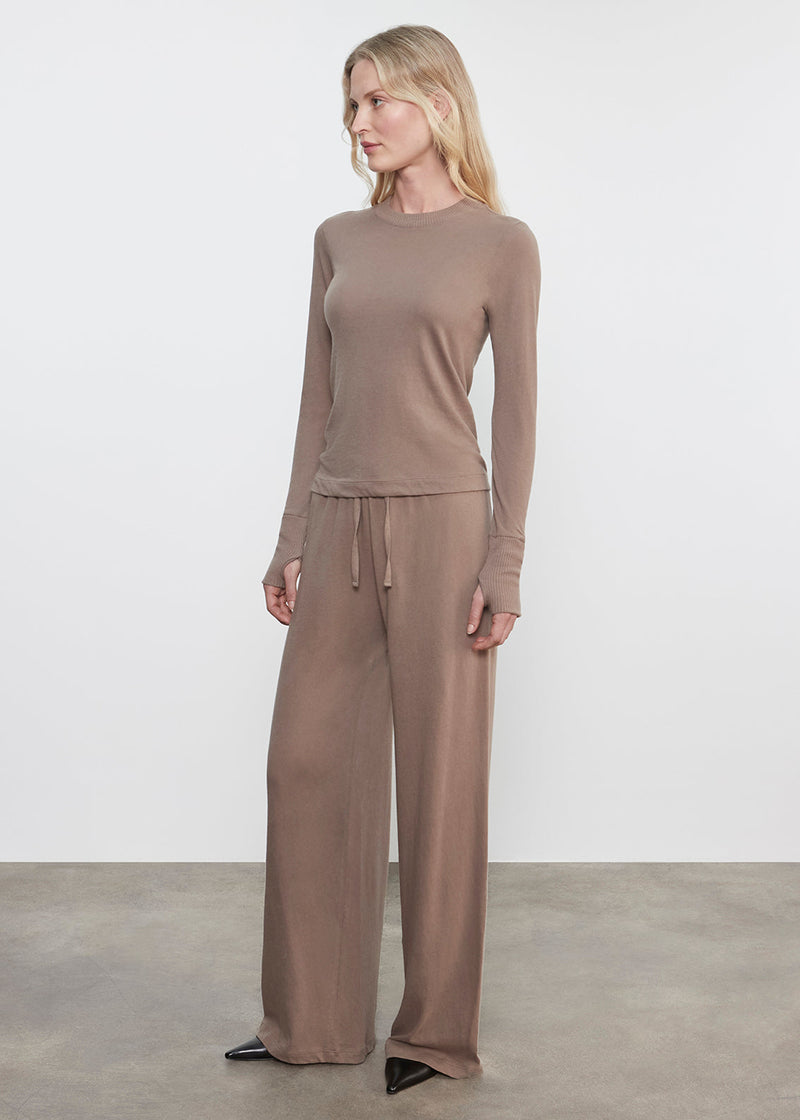 Enza Costa - Cashmere Jersey Easy Drawcord Pant - Walnut