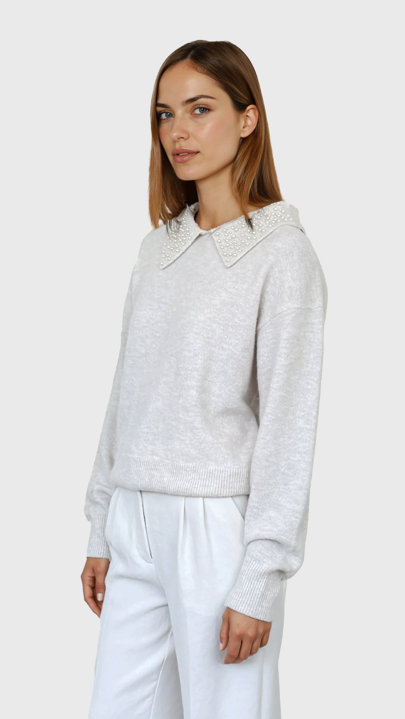 CHRLDR - Gloria Collared Sweater – Vintage White