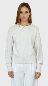 CHRLDR - Gloria Collared Sweater – Vintage White