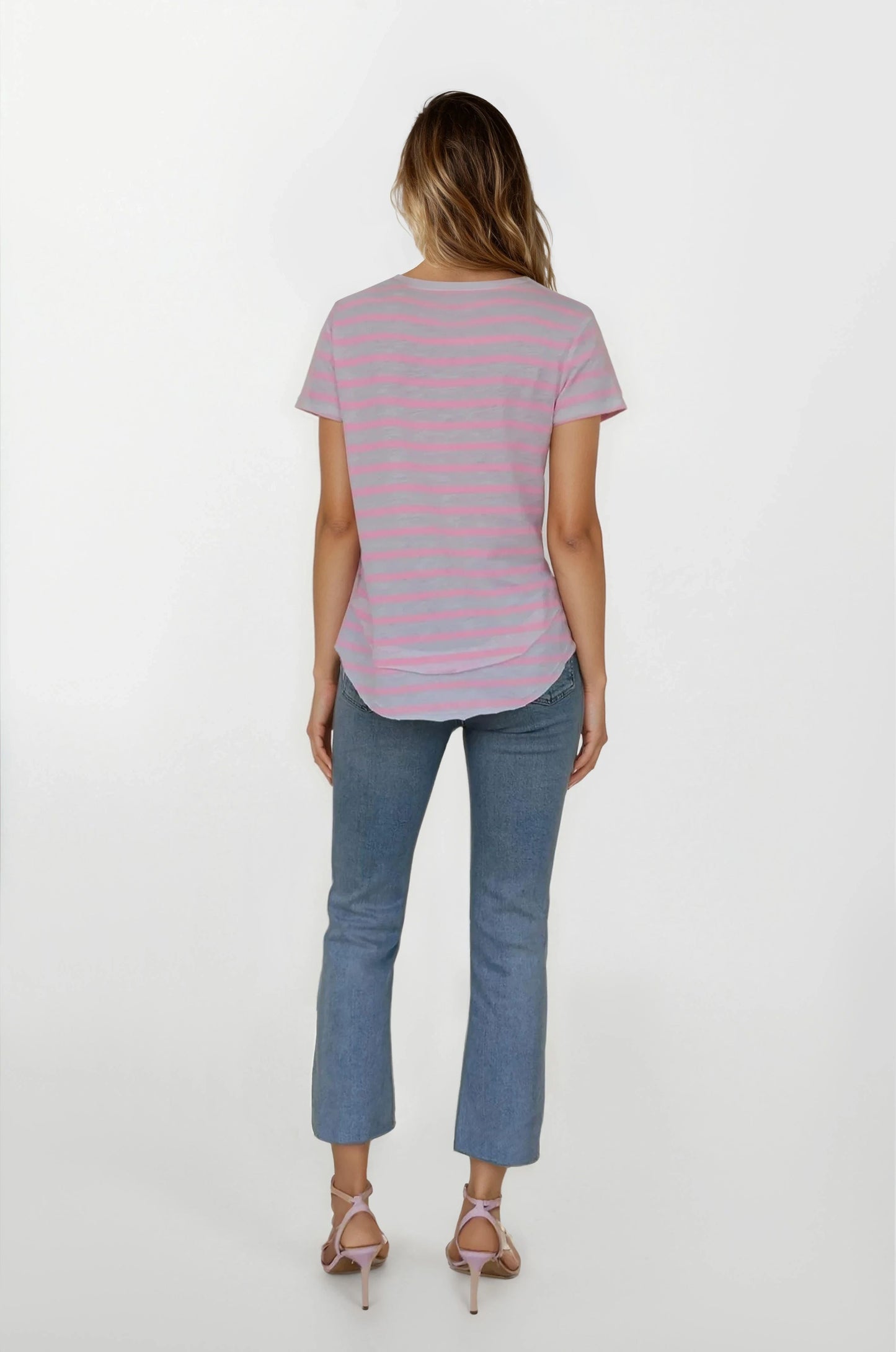 CHRLDR -Stripe Ava - V-Neck Mock Layer T-Shirt
