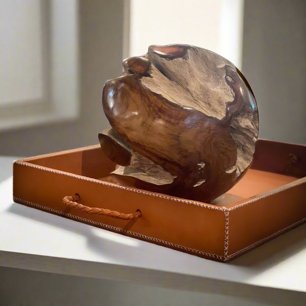 Comer | Large Rectangle Ottoman Tray with Embroidered Handles