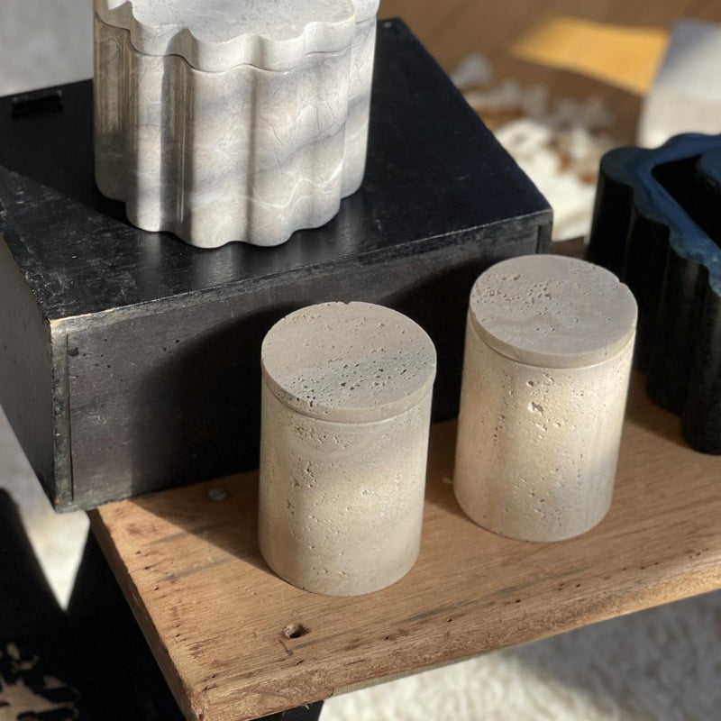 Jar Duo in Travertine