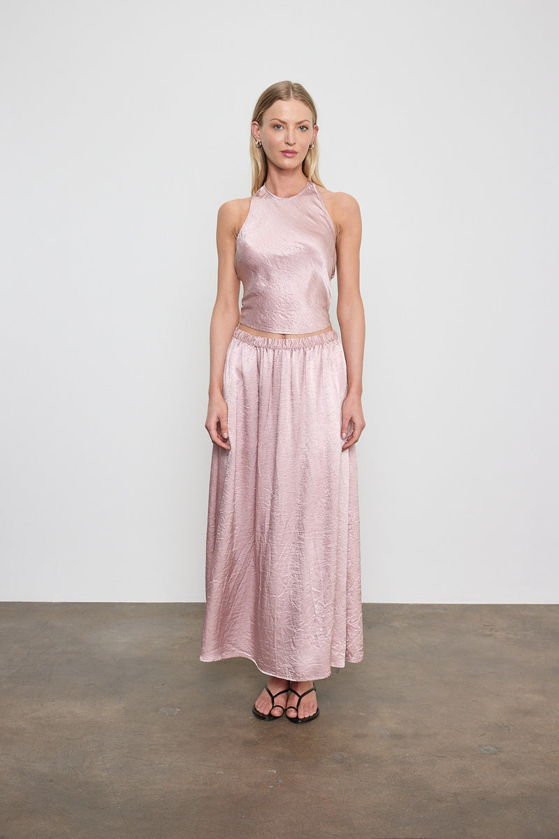 Textured Satin Halter Scarf Top