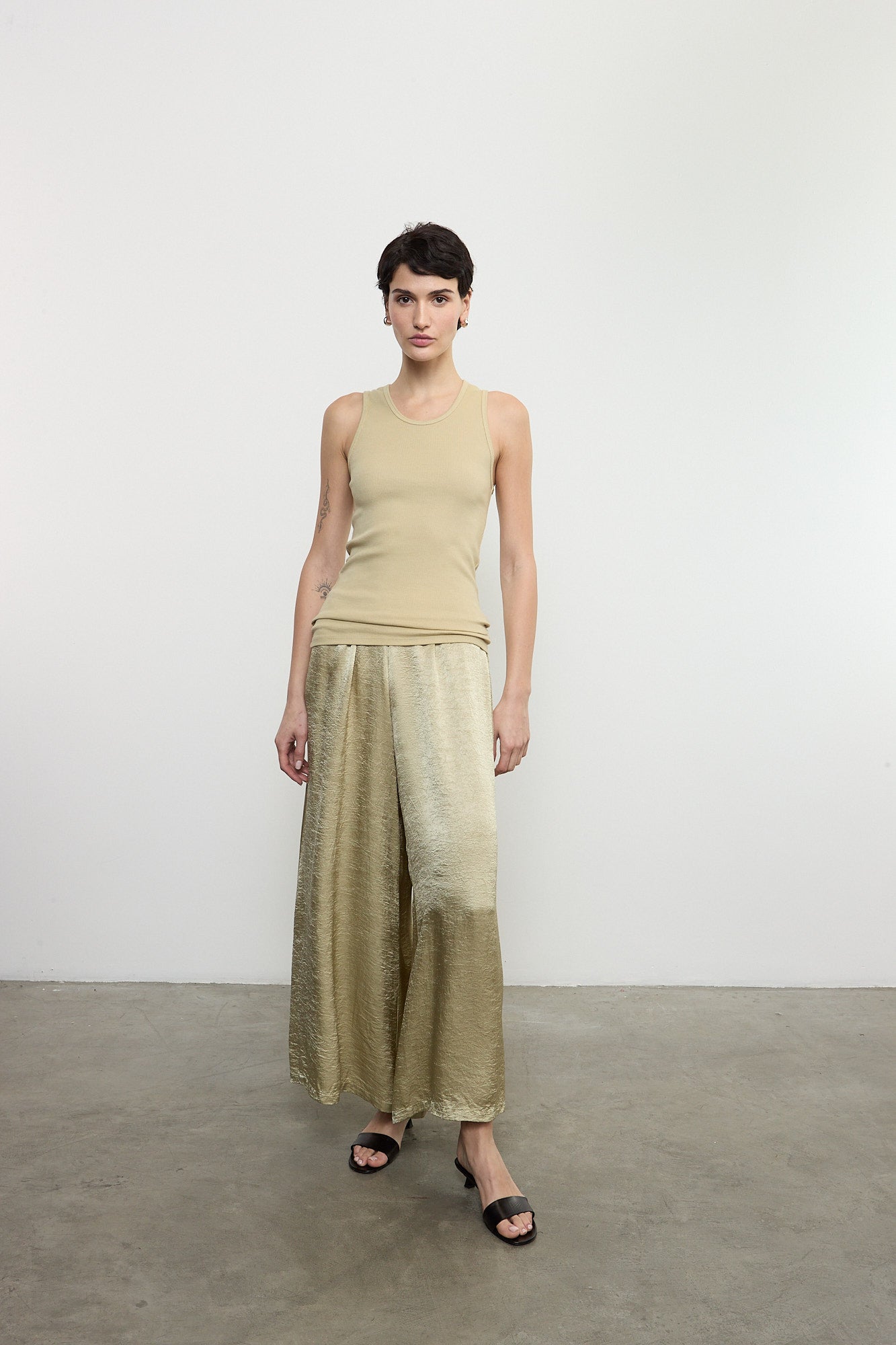 Enza Costa - Textured Satin Palazzo Pant - Celadon