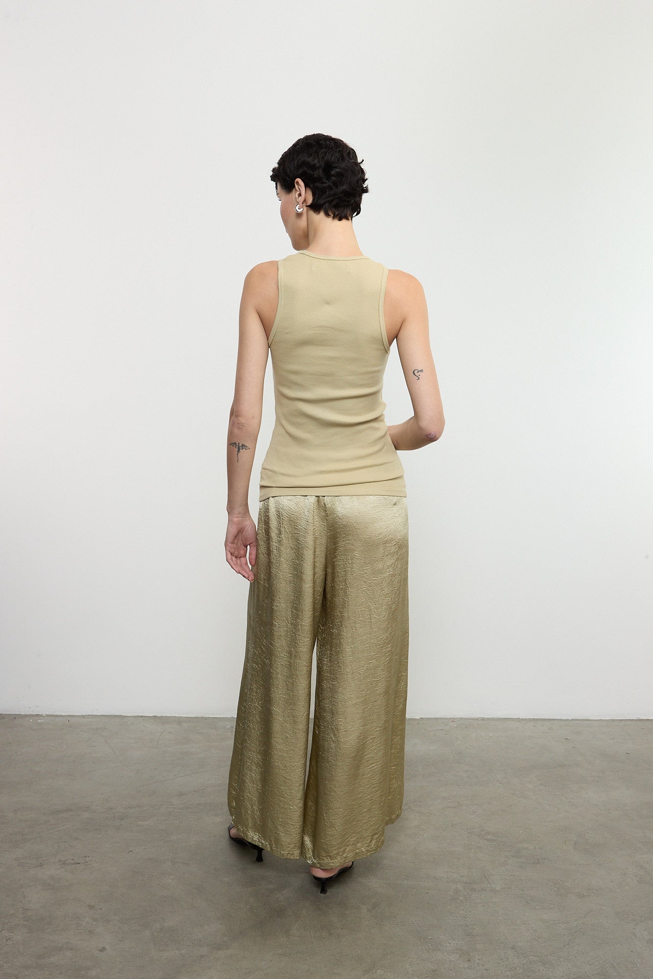 Enza Costa - Textured Satin Palazzo Pant - Celadon