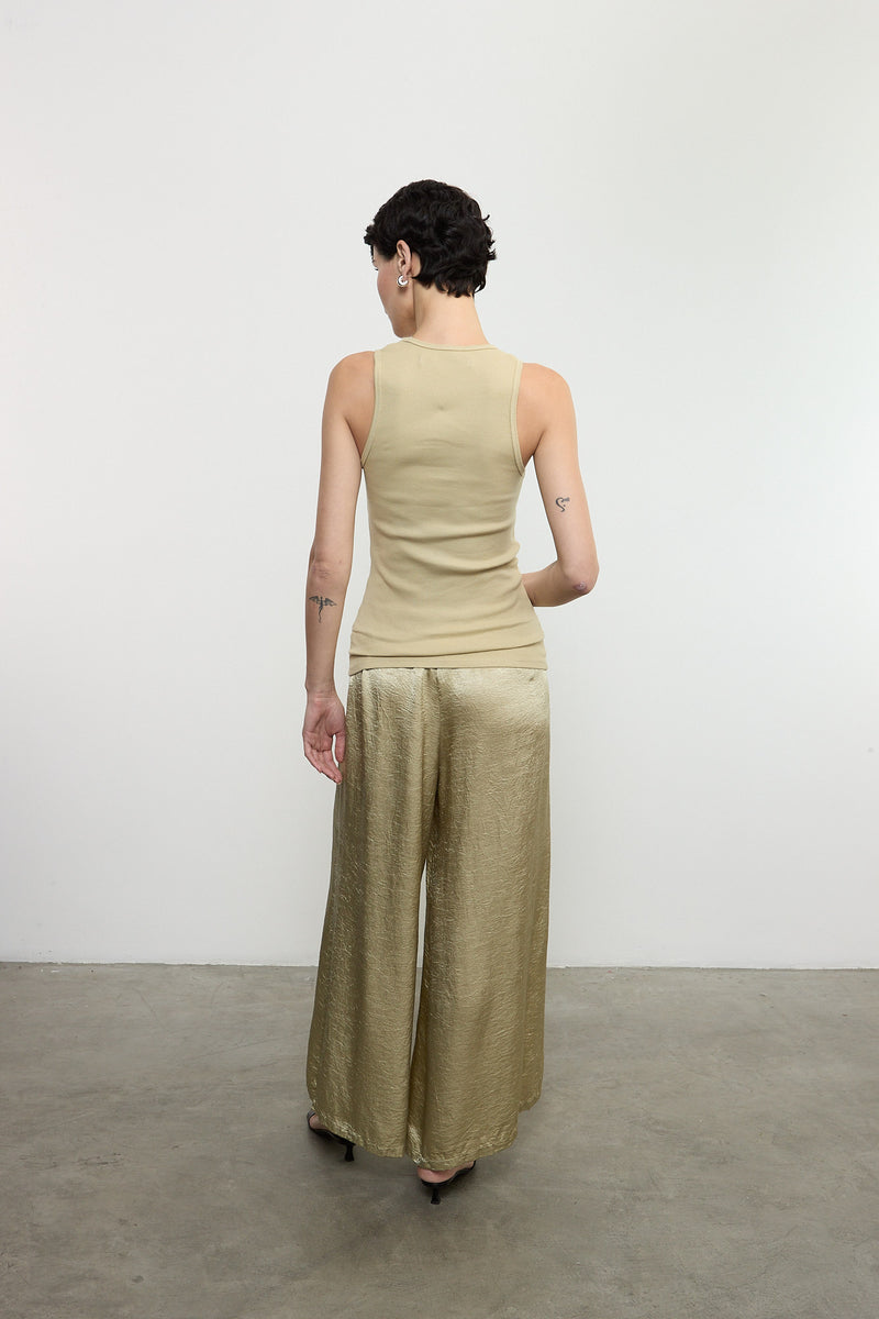 Enza Costa - Textured Satin Palazzo Pant - Celadon