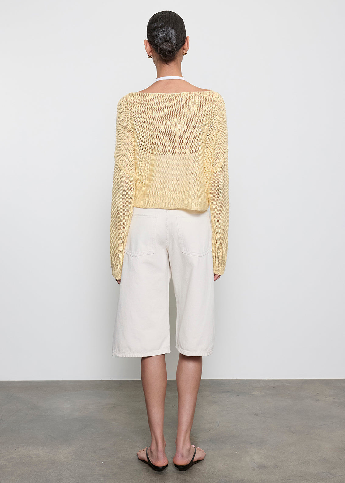 Enza Costa - Linen Open Knit Bateau Sweater - Flan
