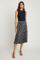 Mia Skirt in Midnight Palm