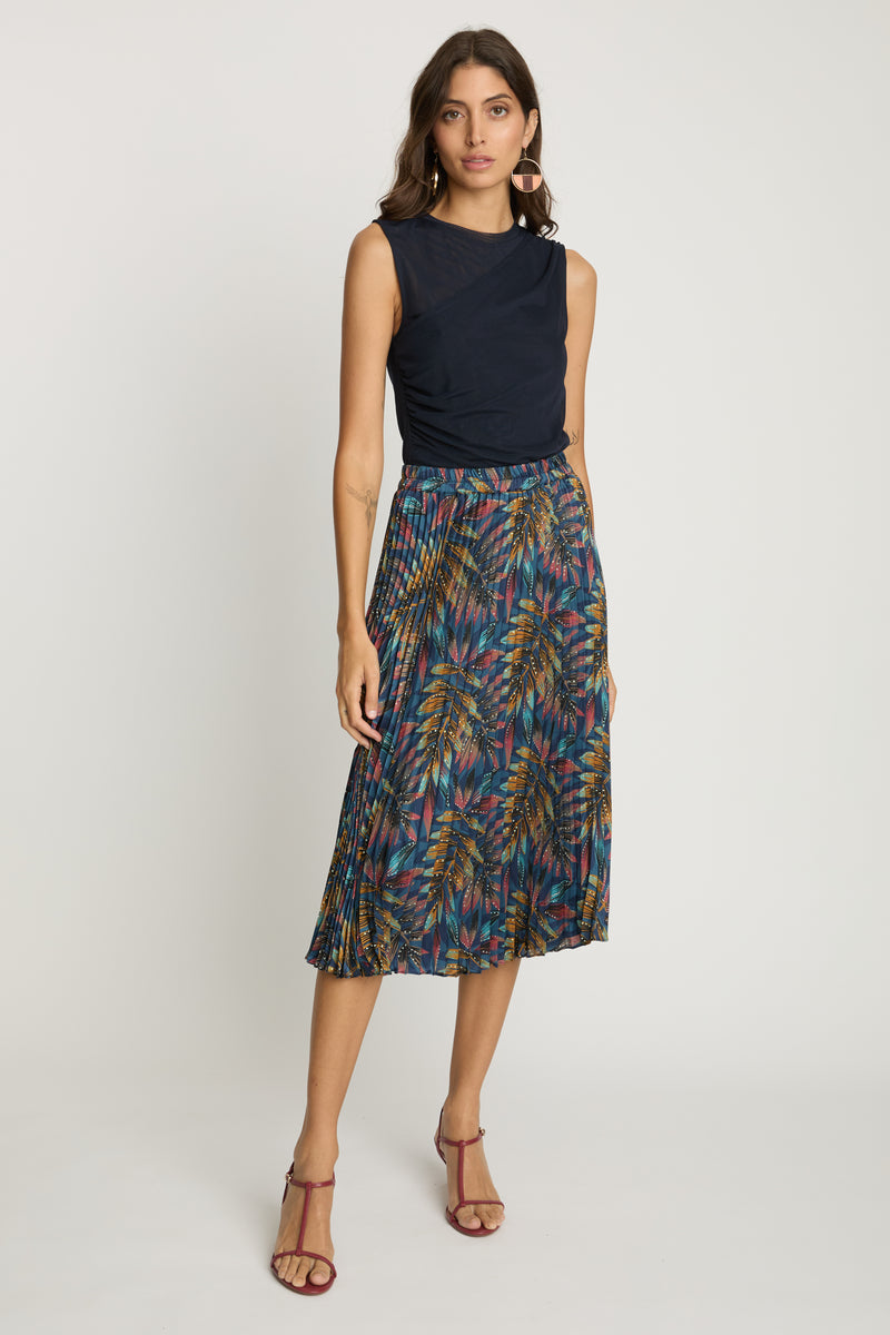 Mia Skirt in Midnight Palm