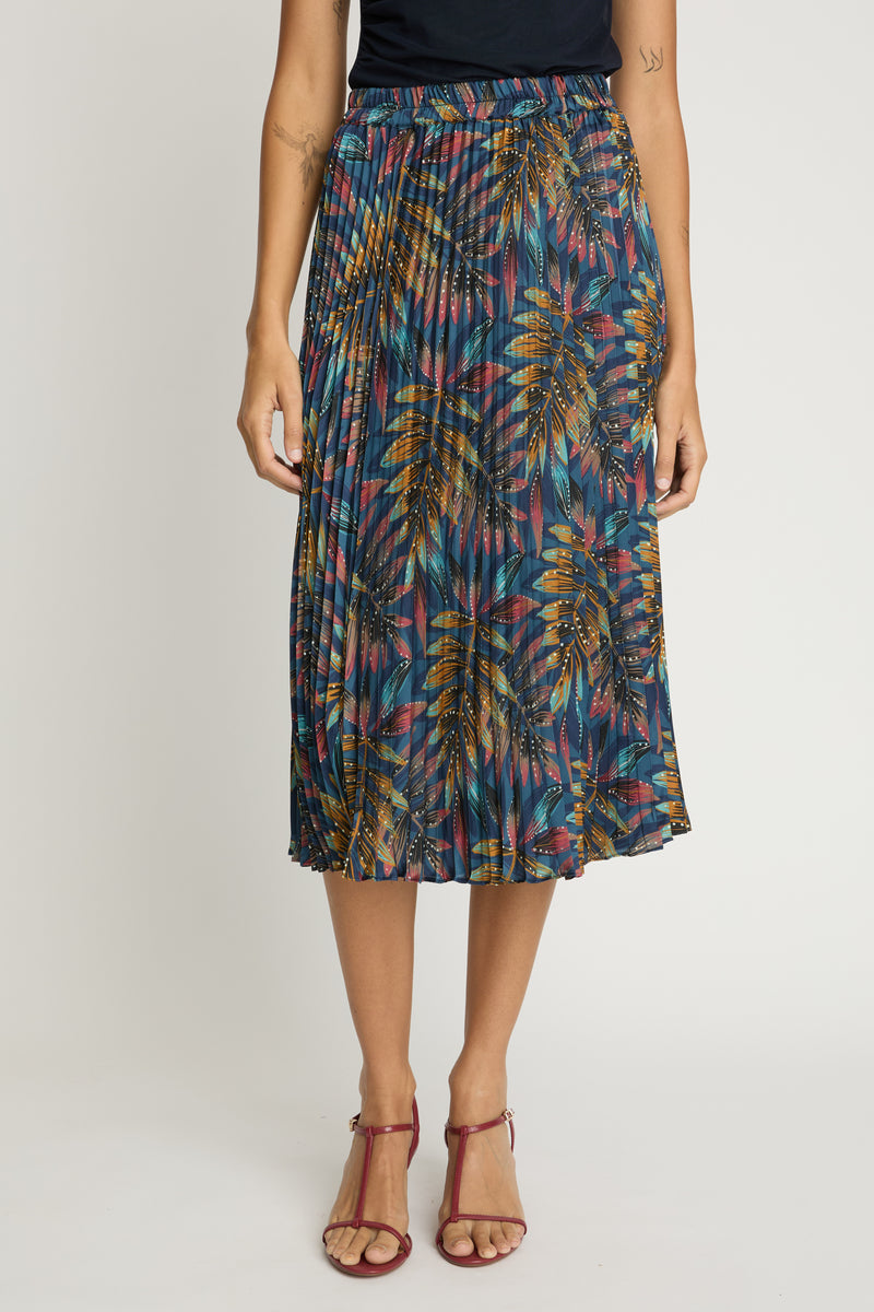 Mia Skirt in Midnight Palm